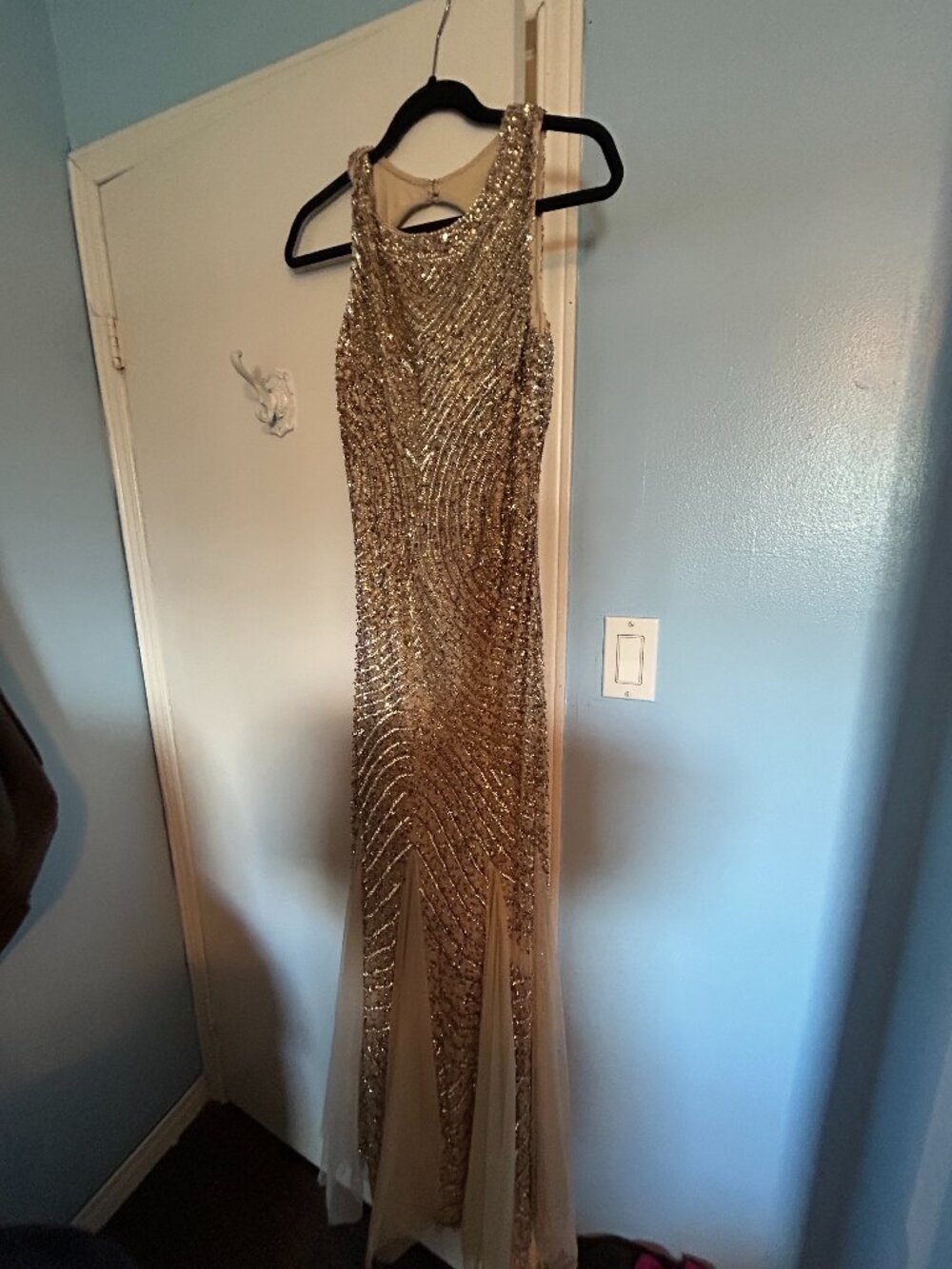 Aidan Maddox Gold Sequin Dress